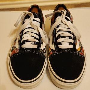 Vans women's old skool garden floral black suede sneakers